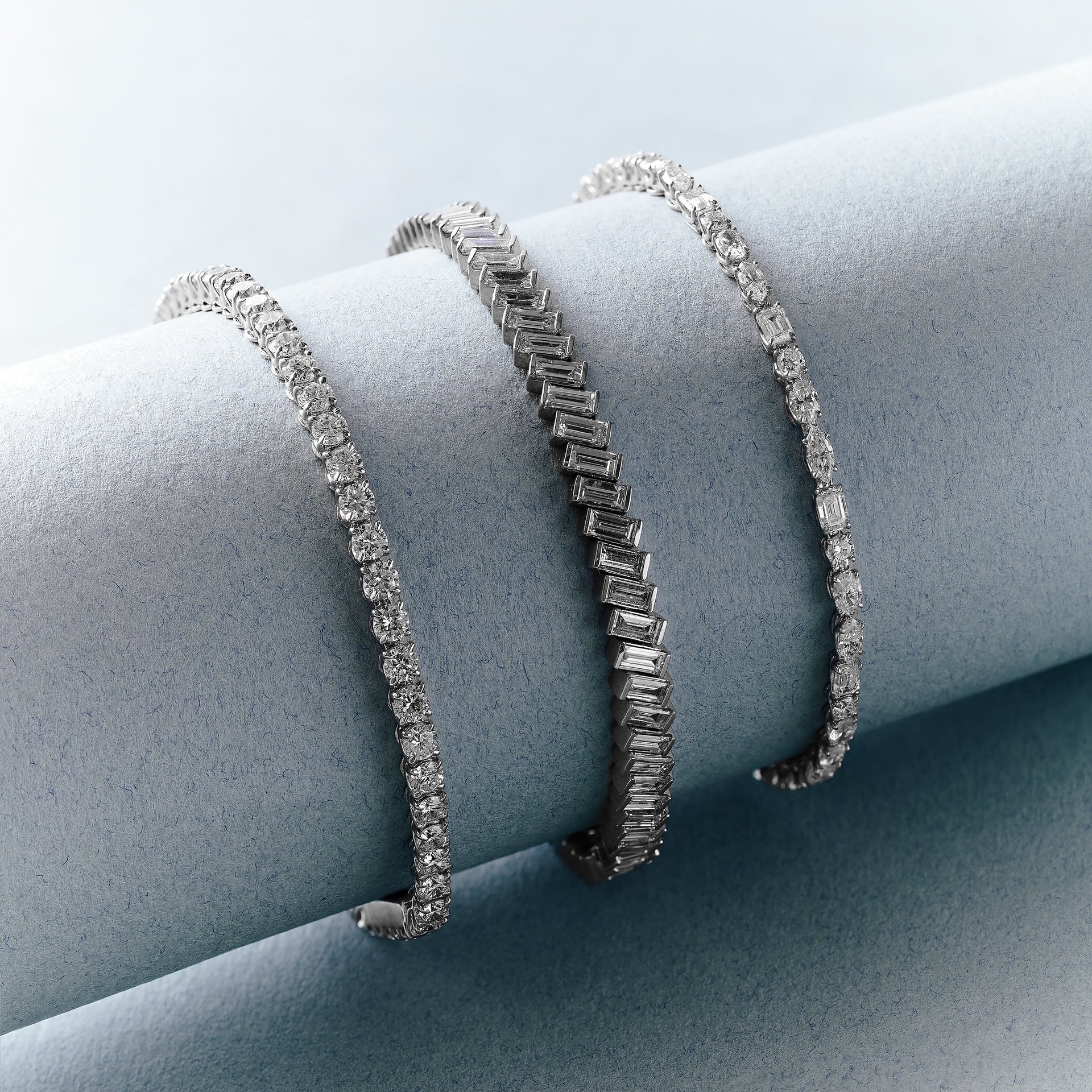 Cecilia | 9ct White Gold 6.05ct tw. Lab Grown Diamond Baguette Tennis Bracelet