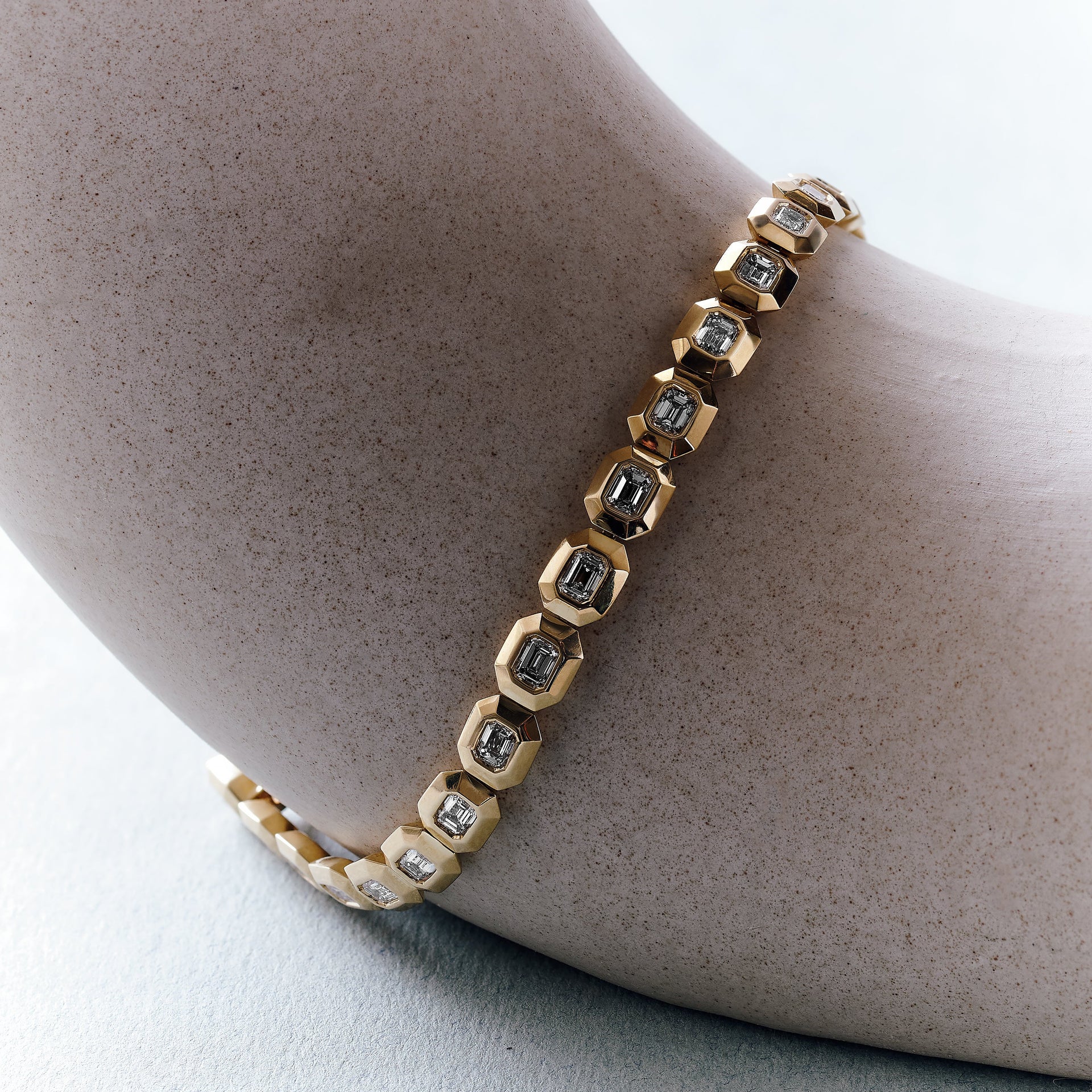 Athena | 9ct Yellow Gold 3.67ct tw. Lab Grown Diamond Emerald Cut Tennis Bracelet