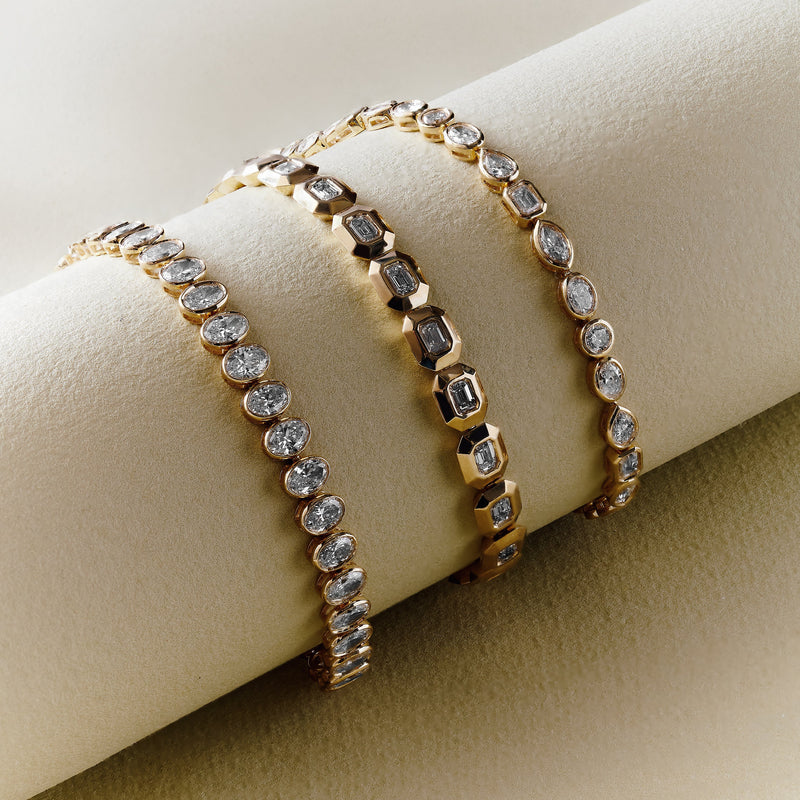 Monroe | 9ct Yellow Gold 4.85ct tw. Lab Grown Diamond Mixed Shape Tennis Bracelet