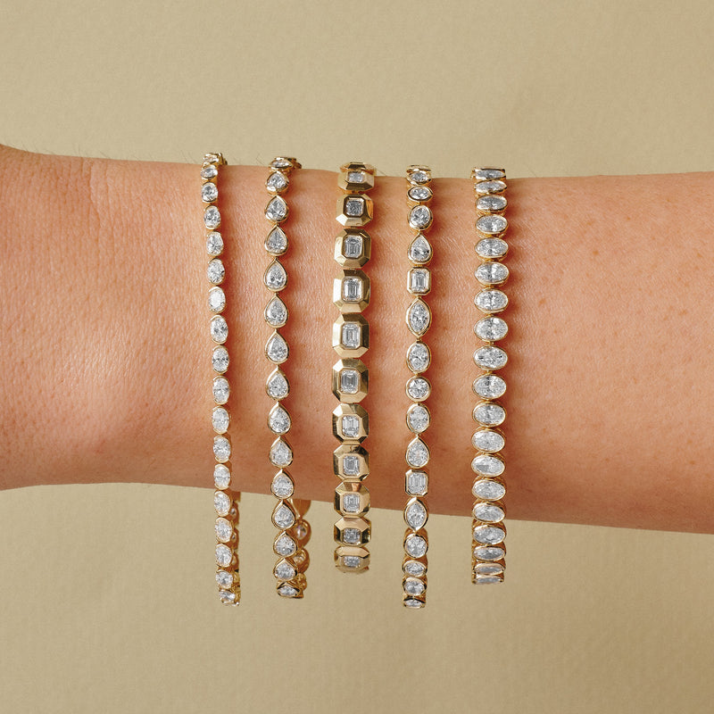 Fleur | 9ct Yellow Gold 4.40ct tw. Lab Grown Diamond Pear Tennis Bracelet