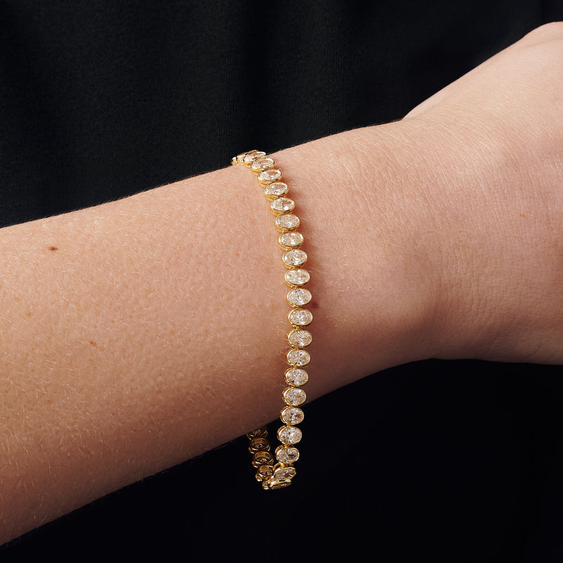 Briony | 9ct Yellow Gold 8.41ct tw. Lab Grown Diamond Oval Tennis Bracelet