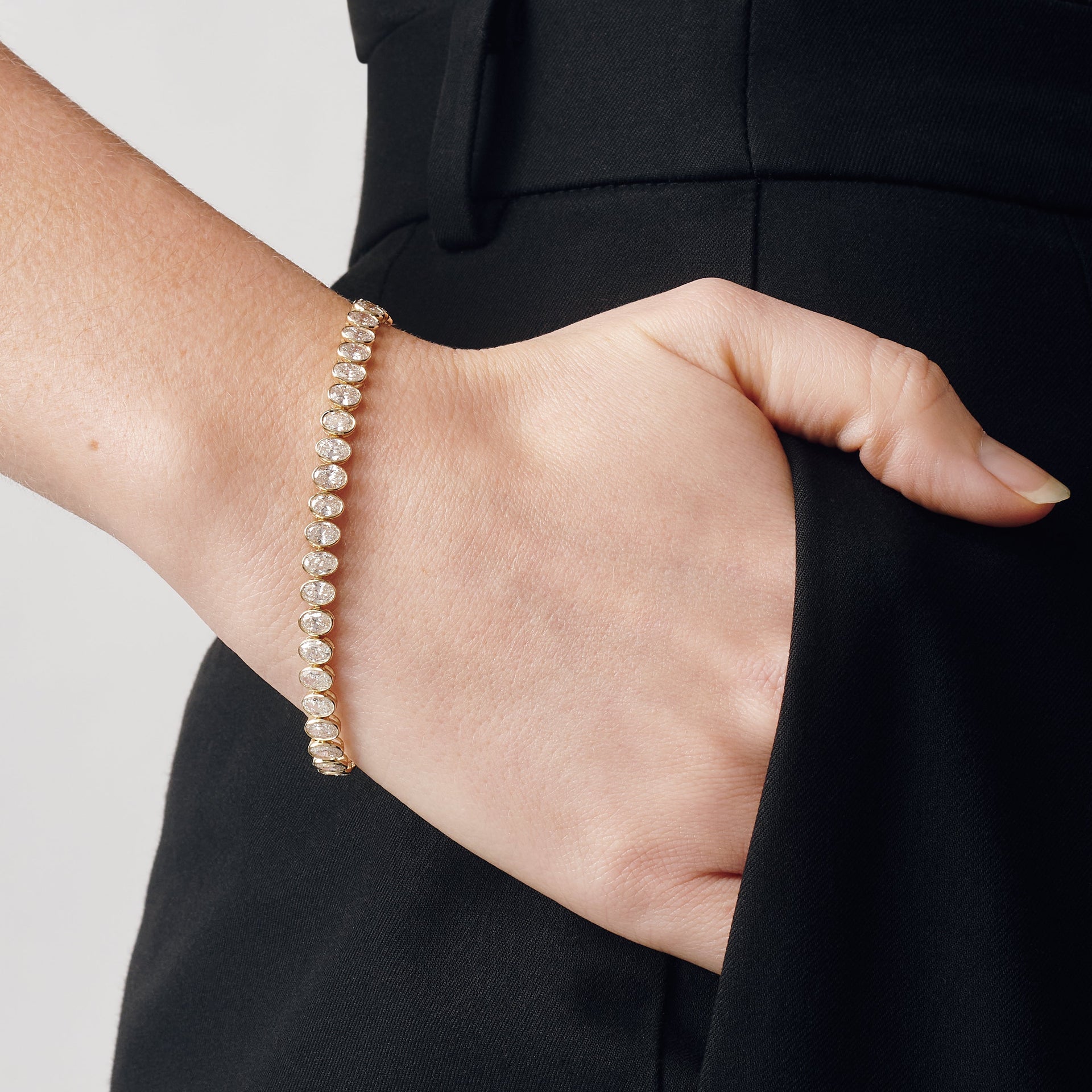 Briony | 9ct Yellow Gold 8.41ct tw. Lab Grown Diamond Oval Tennis Bracelet