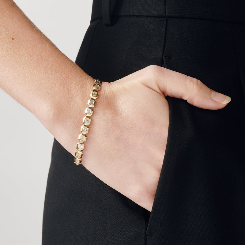 Athena | 9ct Yellow Gold 3.67ct tw. Lab Grown Diamond Emerald Cut Tennis Bracelet