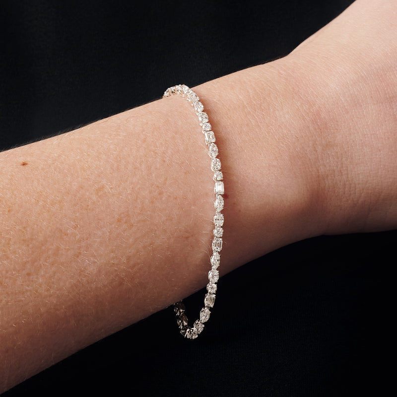Lydia | 9ct White Gold 4.67ct tw. Lab Grown Diamond Mixed Shape Tennis Bracelet