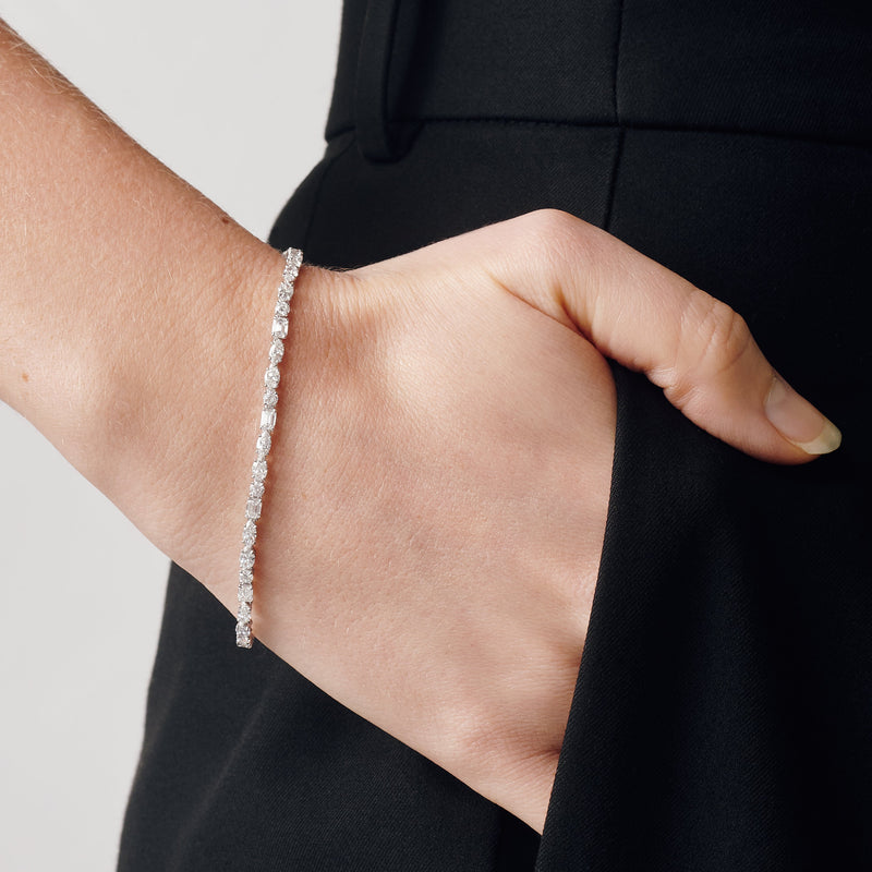 Lydia | 9ct White Gold 4.67ct tw. Lab Grown Diamond Mixed Shape Tennis Bracelet