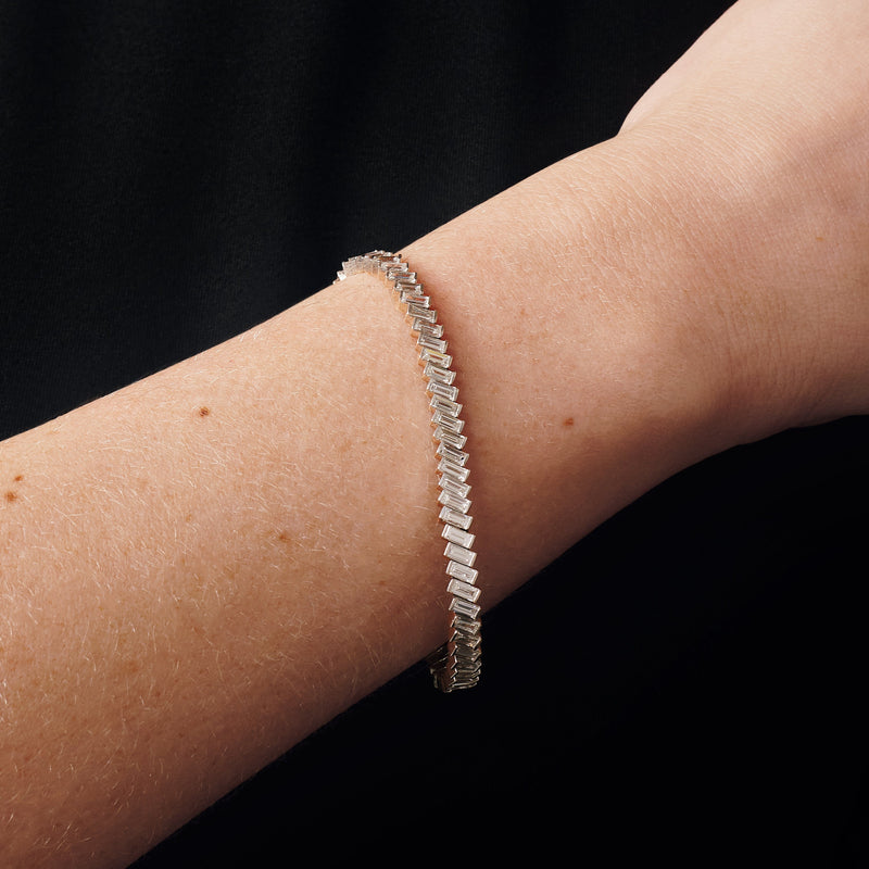 Cecilia | 9ct White Gold 6.05ct tw. Lab Grown Diamond Baguette Tennis Bracelet