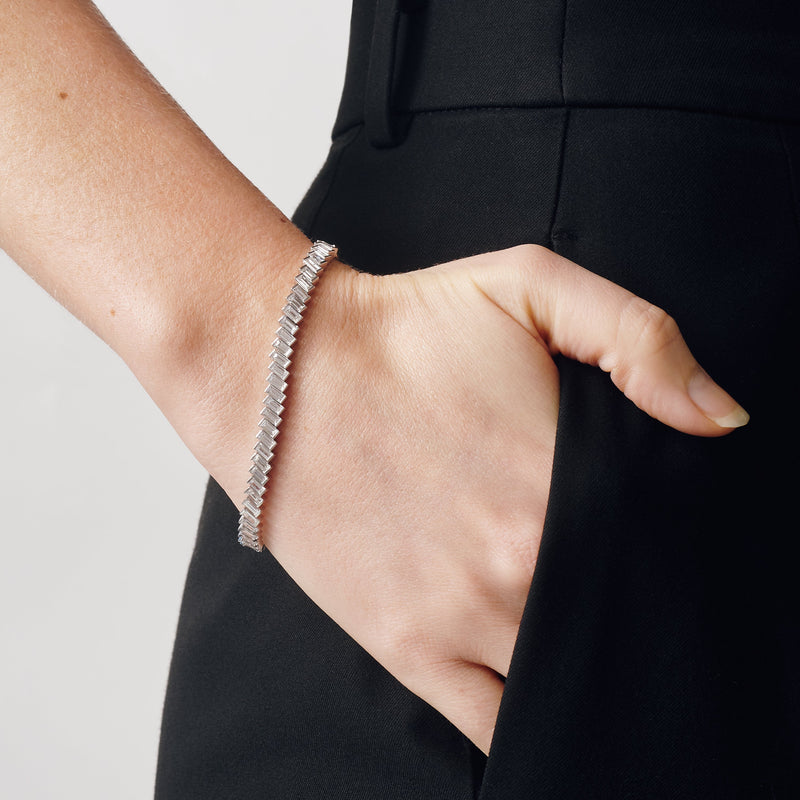 Cecilia | 9ct White Gold 6.05ct tw. Lab Grown Diamond Baguette Tennis Bracelet