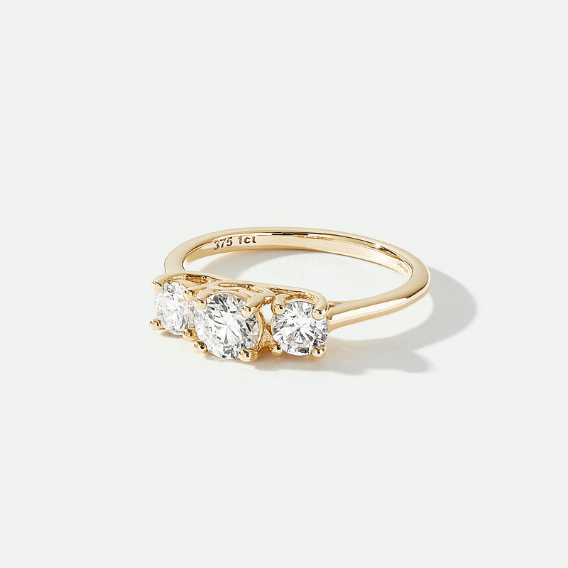Audrey | 9ct Yellow Gold 1ct tw Lab Grown Diamond Three Stone Ring