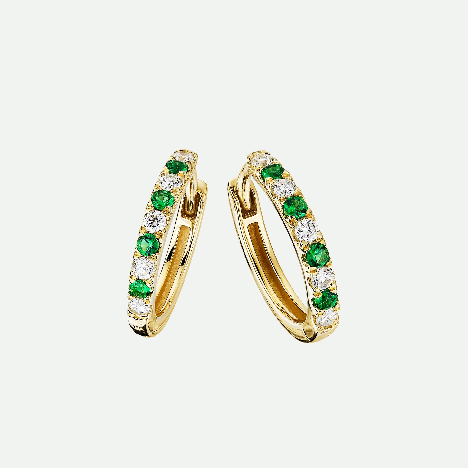 Julia | 9ct Yellow Gold 0.18ct tw Lab Grown Diamond and Created Emerald Earrings