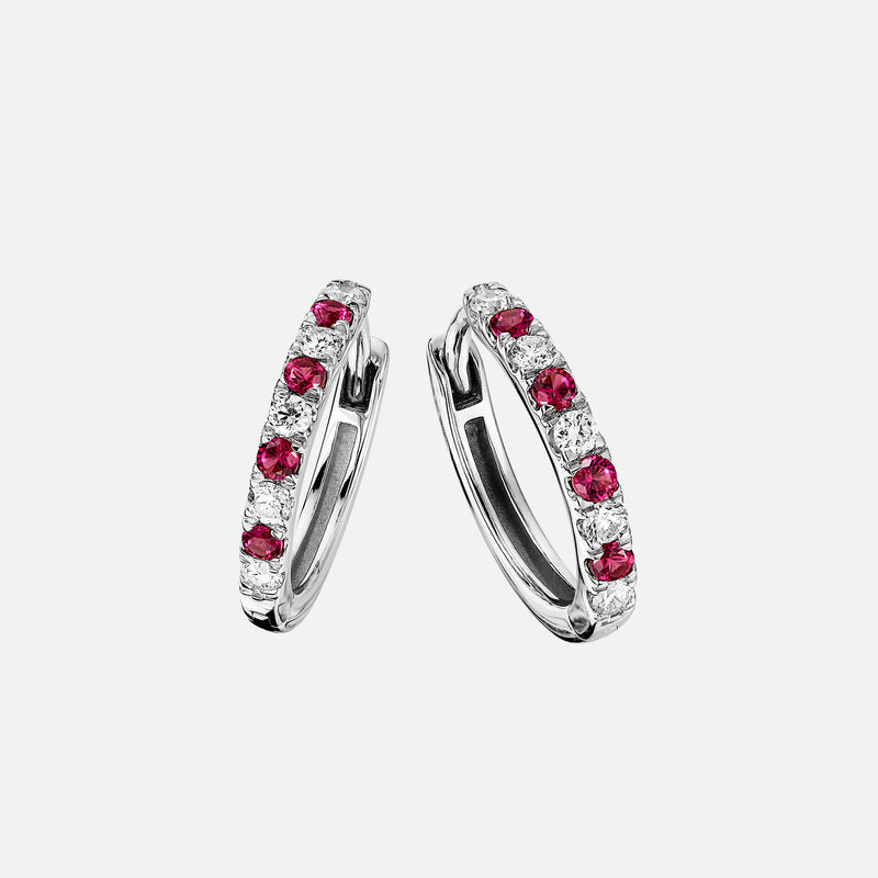 Julia | 9ct White Gold 0.18ct tw Lab Grown Diamond and Created Ruby Earrings