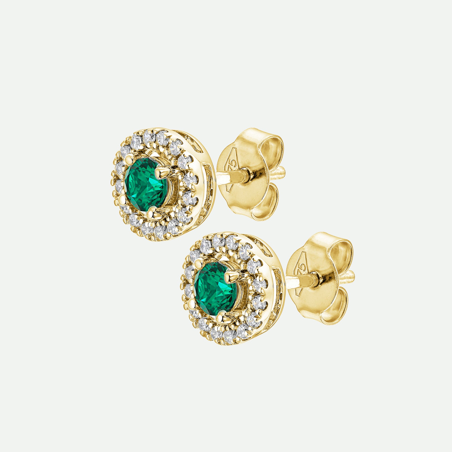 Orla | 9ct Yellow Gold Lab Grown Diamond and Created Emerald Earrings