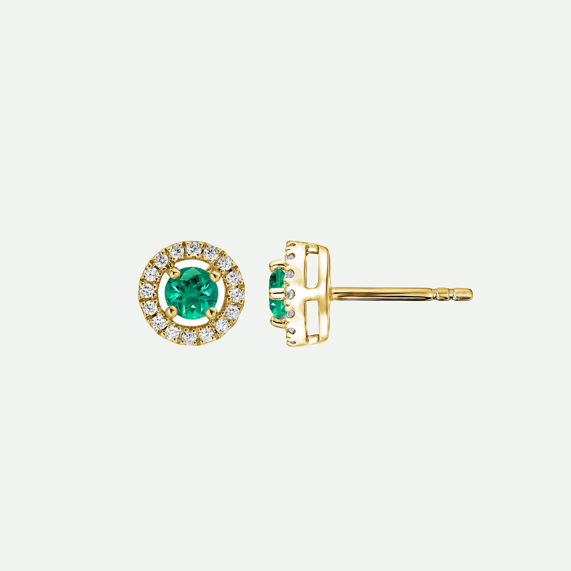 Orla | 9ct Yellow Gold Lab Grown Diamond and Created Emerald Earrings