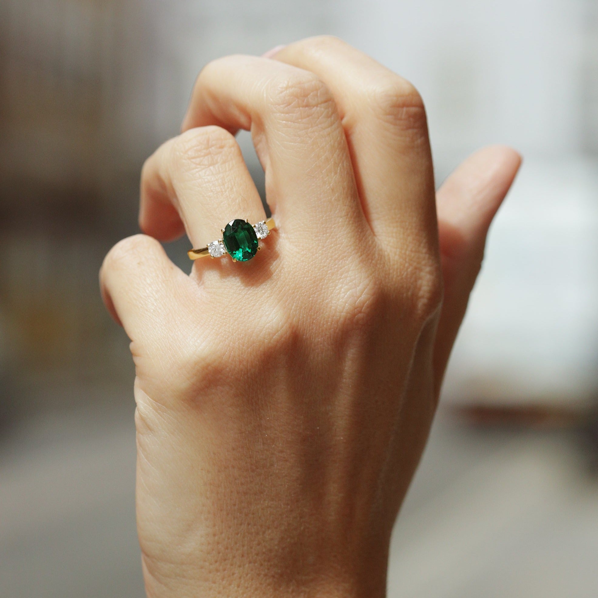 Lab on sale emerald ring