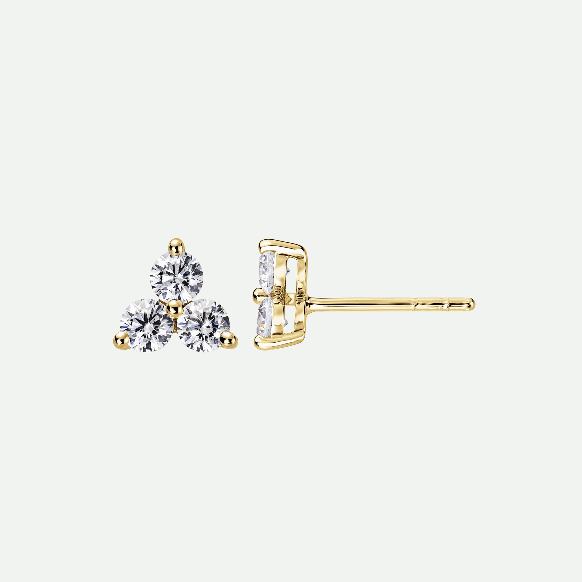 Nina | 9ct Yellow Gold 0.57ct tw Lab Grown Diamond Three Stone Stud Earrings