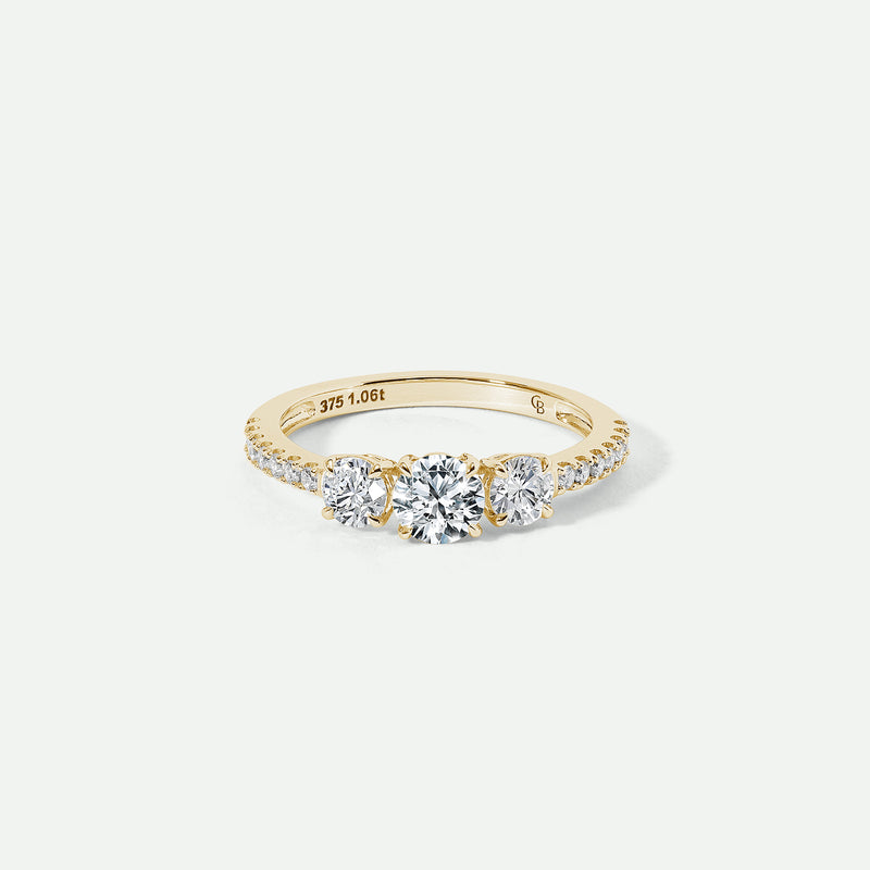 Ella | 9ct Yellow Gold 1.06ct tw Lab Grown Diamond Three Stone Ring