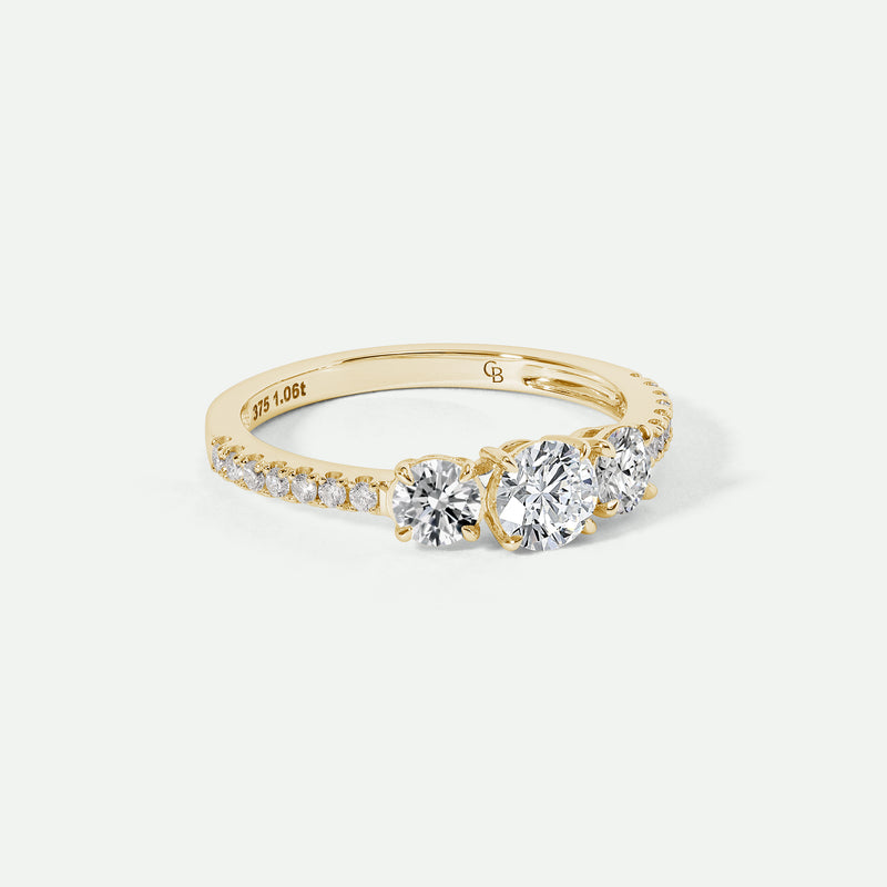 Ella | 9ct Yellow Gold 1.06ct tw Lab Grown Diamond Three Stone Ring