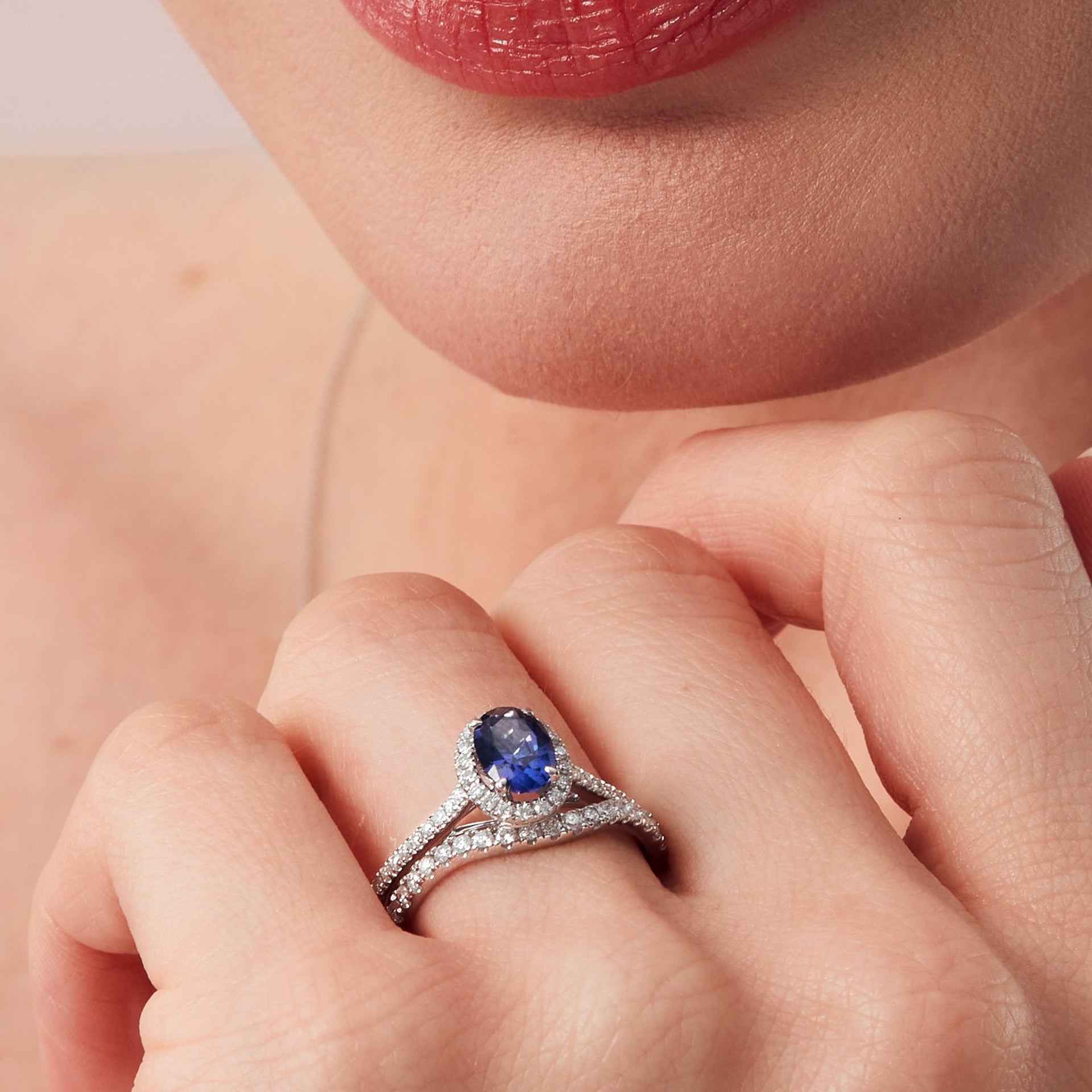 Rosalind | 9ct White Gold 0.20ct tw Lab Grown Diamond and Created Sapphire Ring