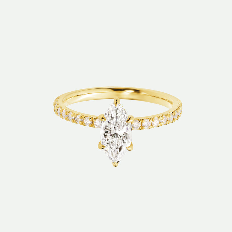 Maeve | 18ct Yellow Gold 1ct tw Marquise Hidden Halo Lab Grown Diamond Ring