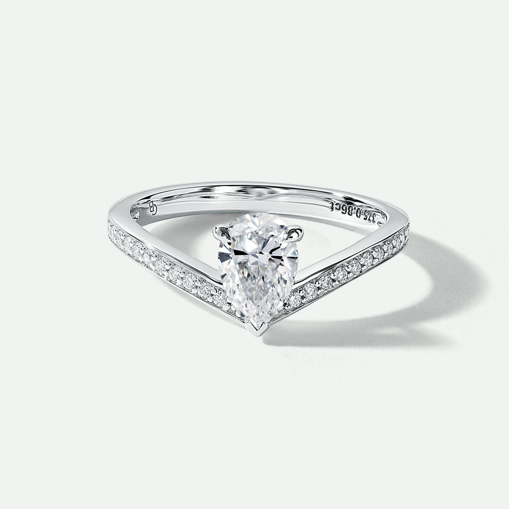 Remi 9ct White Gold 0.86ct tw Pear Lab Grown Diamond Engagement Ring