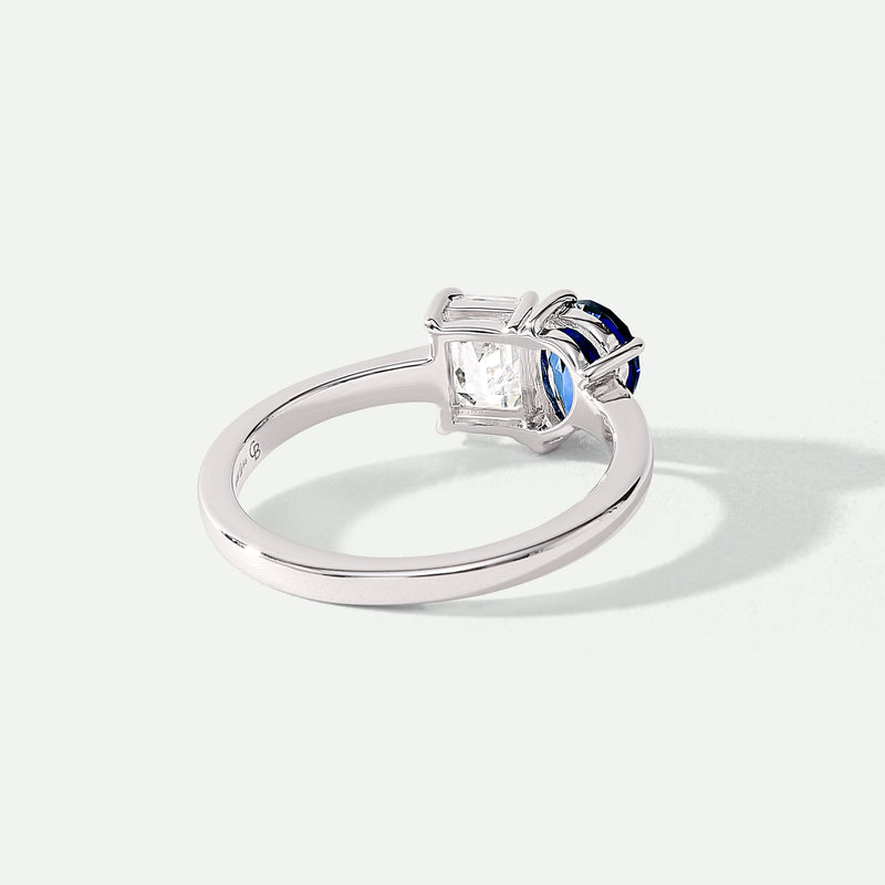 Harmony | 9ct White Gold 0.75ct tw Lab Grown Diamond and Created Sapphire Toi et Moi Ring