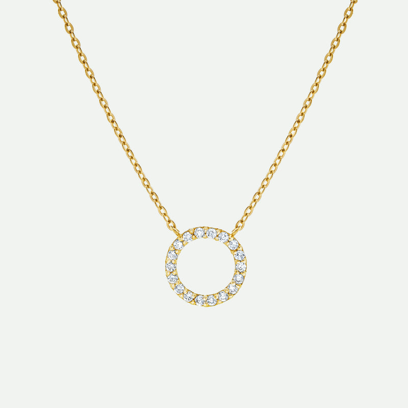 9ct Gold Diamond Circle Necklace