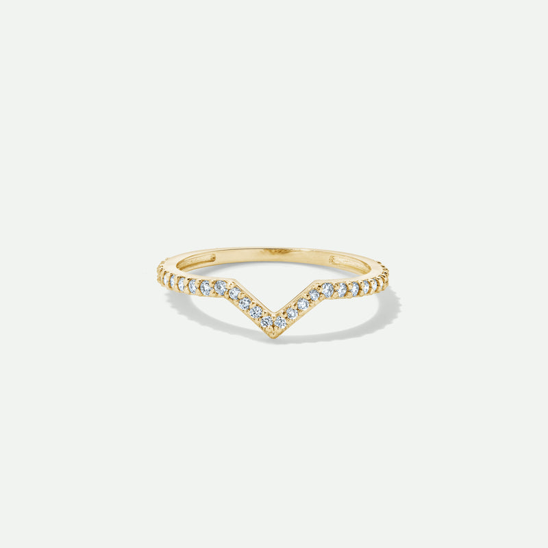 9ct Gold Diamond Wishbone Stacking Ring