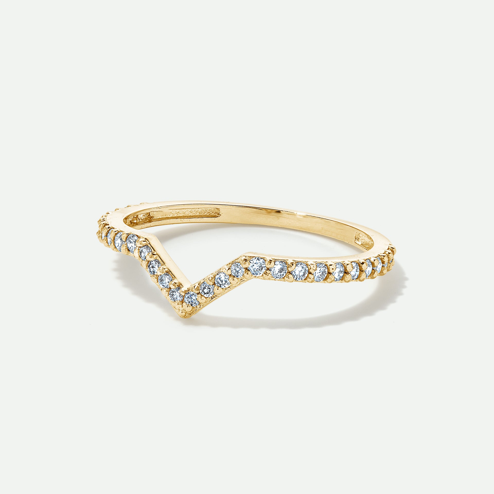 9ct Gold Diamond Wishbone Stacking Ring