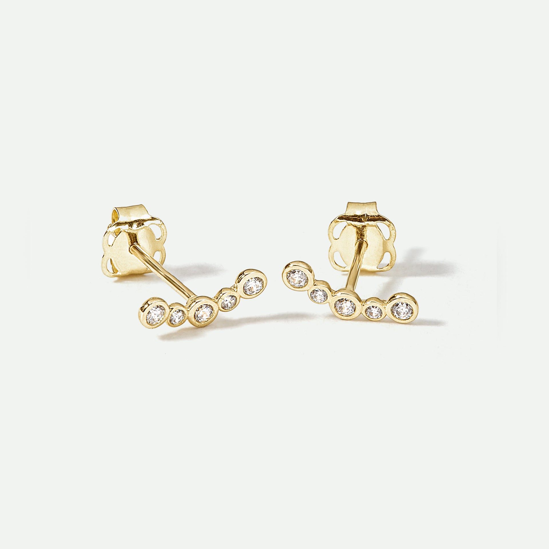 9ct Gold Diamond Bubble Row Stud Earrings