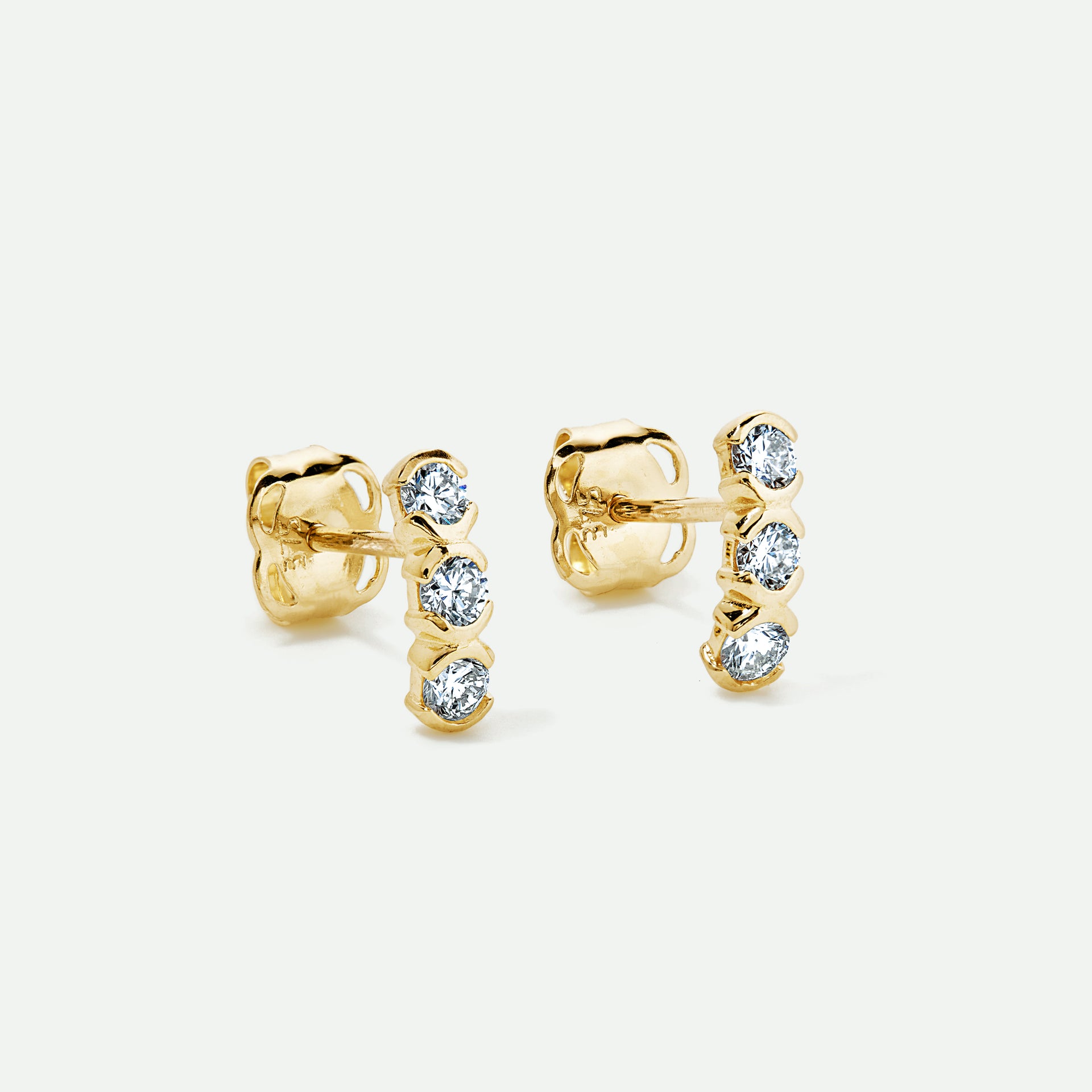 9ct Gold Diamond Kiss Stud Earrings