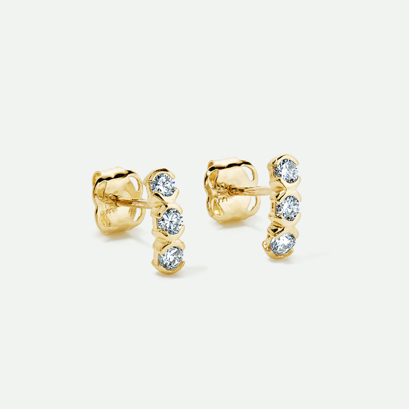 9ct Gold Diamond Kiss Stud Earrings