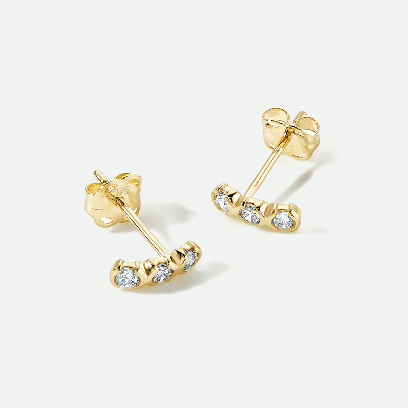 9ct Gold Diamond Kiss Stud Earrings