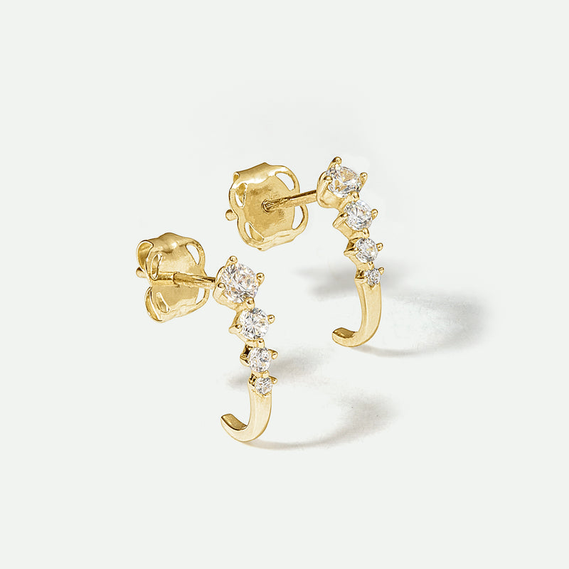 9ct Yellow Gold Diamond J Trio Stud Earrings