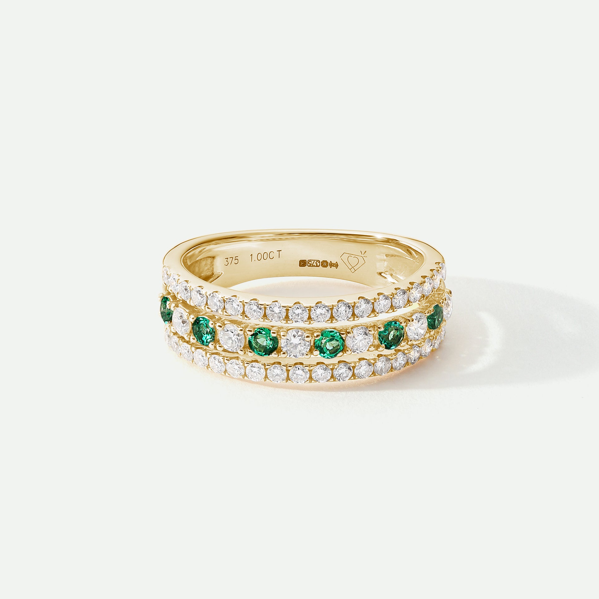 Colette | 9ct Yellow Gold 0.74ct tw Lab Grown Diamond and Created Emerald Band Ring