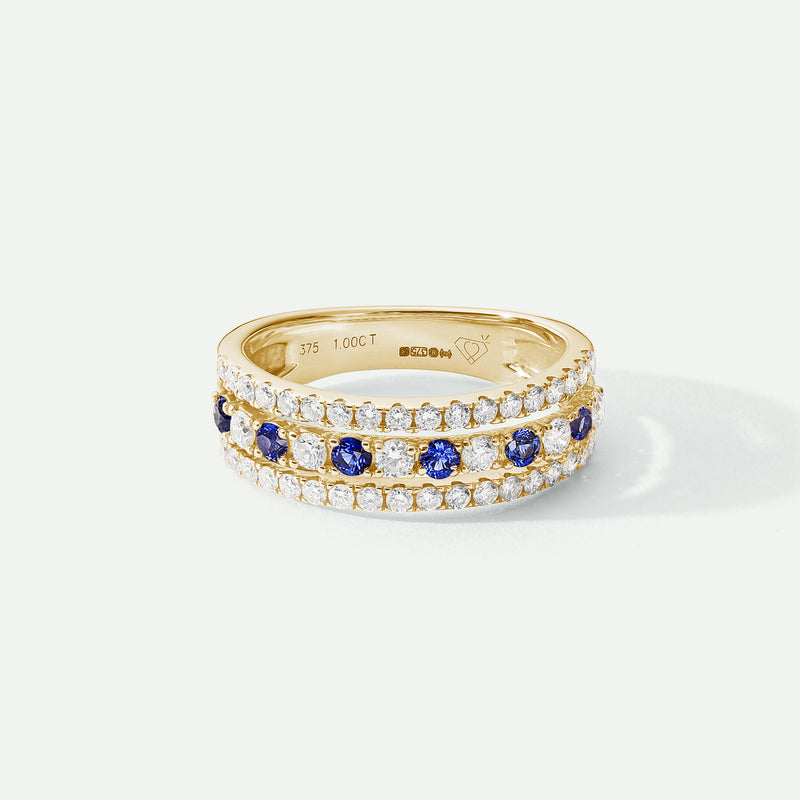 Colette | 9ct Yellow Gold 0.74ct tw Lab Grown Diamond and Created Sapphire Band Ring