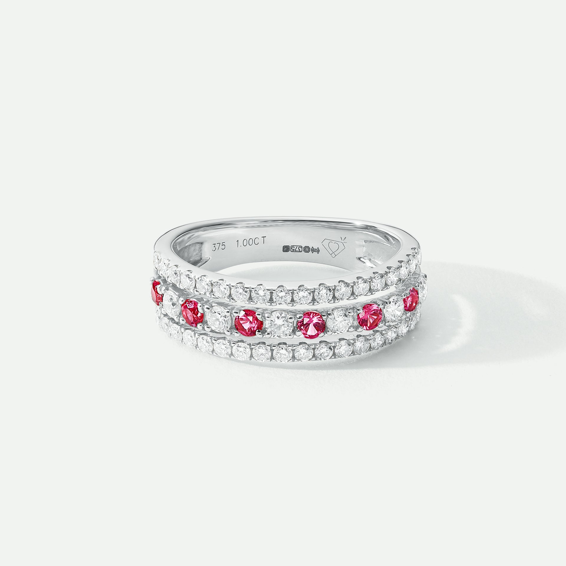 Colette | 9ct White Gold 0.74ct tw Lab Grown Diamond and Created Ruby Band Ring