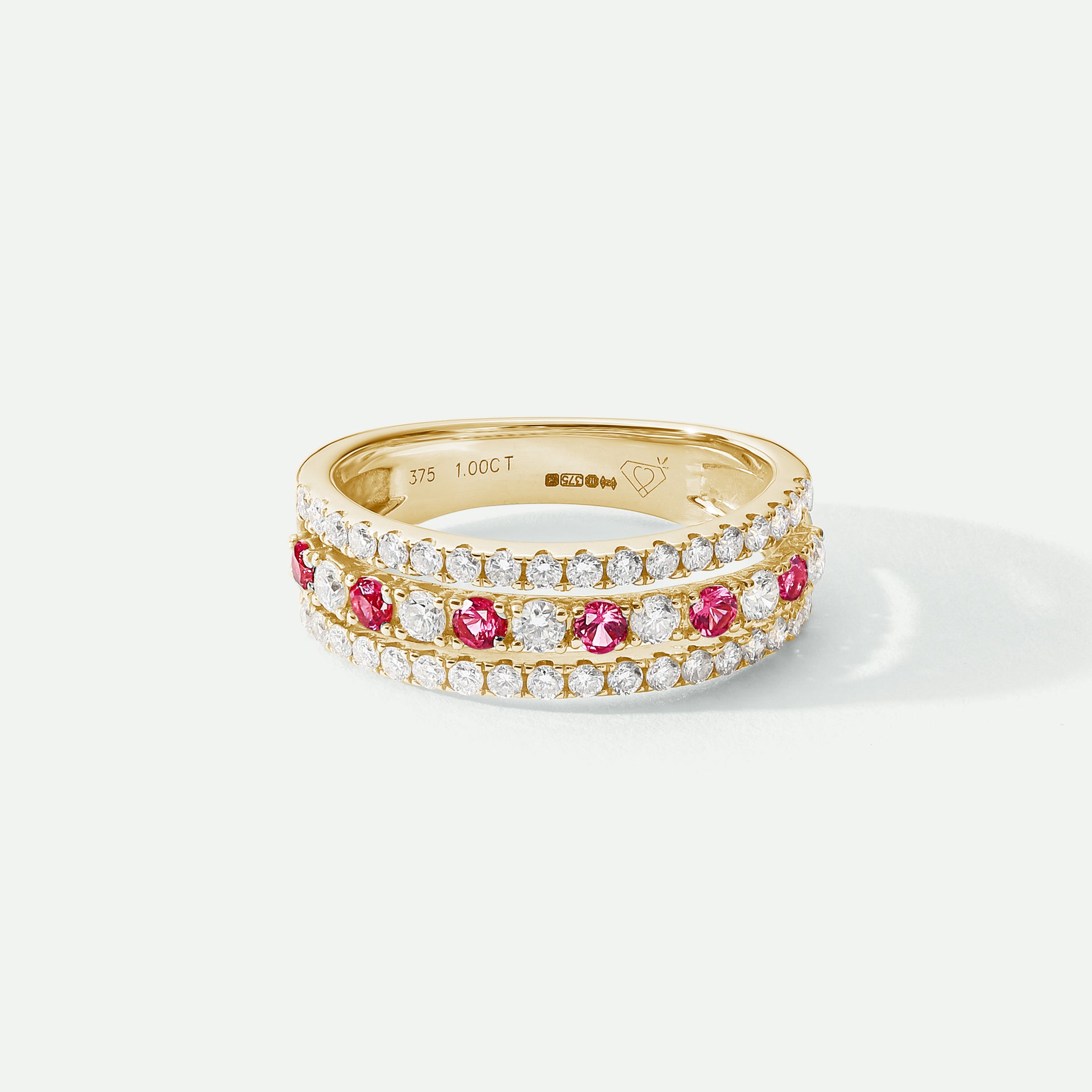 Colette | 9ct Yellow Gold 0.74ct tw Lab Grown Diamond and Created Ruby Band Ring