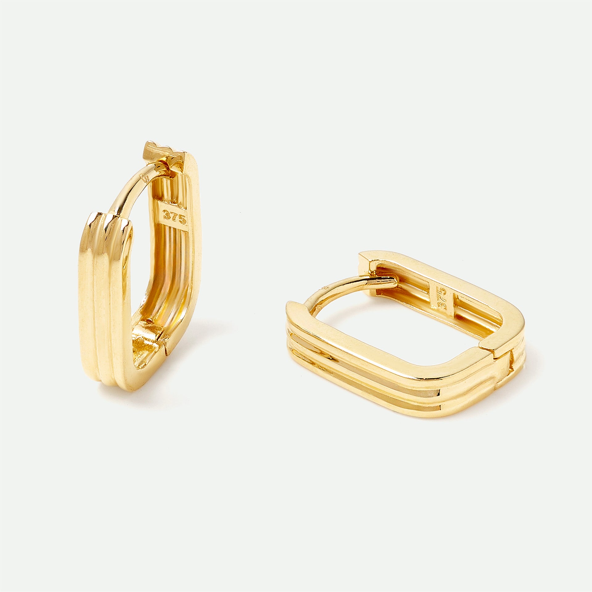 9ct Gold Ridge Huggie Hoop Earrings