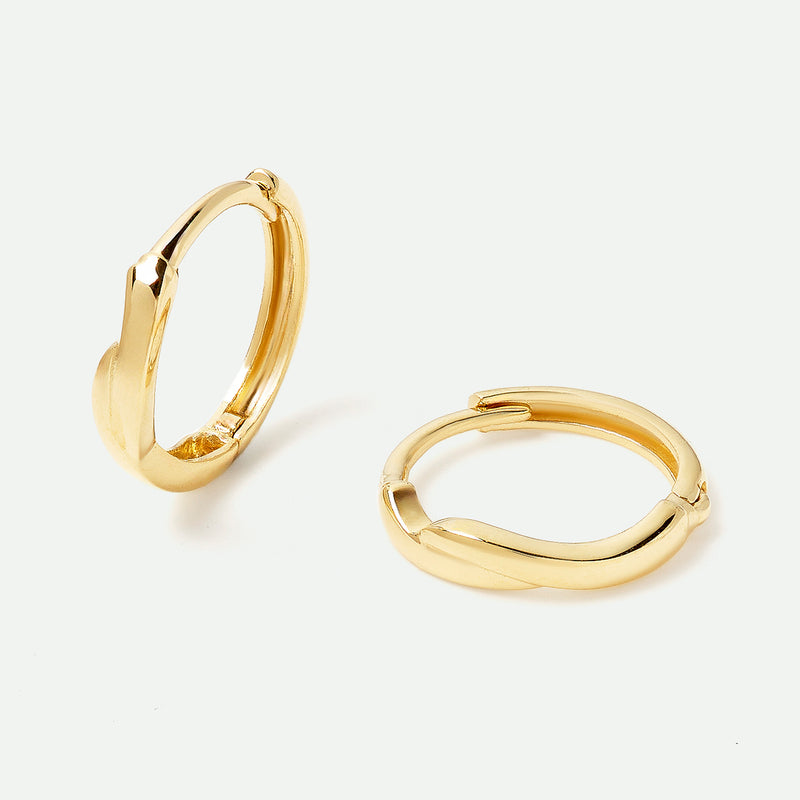 9ct Gold Wave Huggie Hoop Earrings