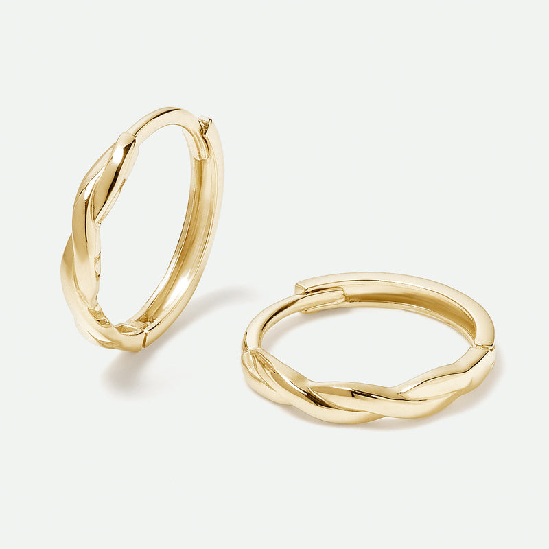 9ct Gold Plaited Huggie Hoop Earrings