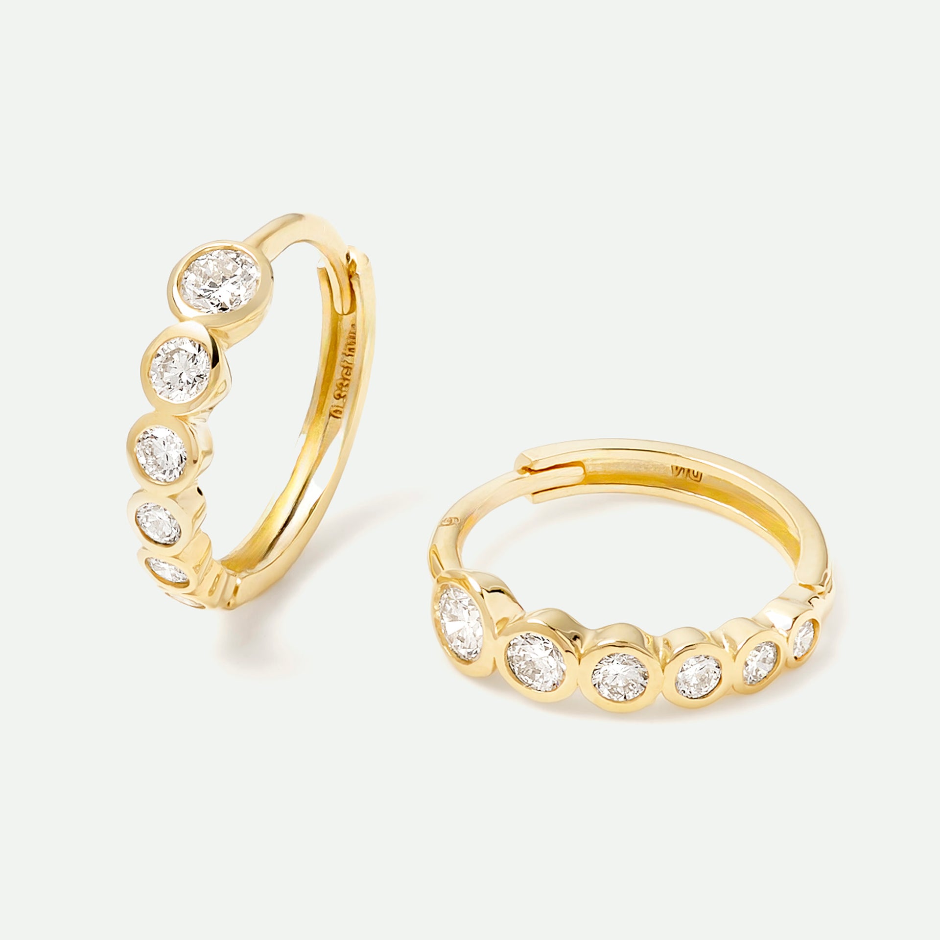 9ct Gold 0.33ct tw Diamond Orb Huggie Hoop Earrings