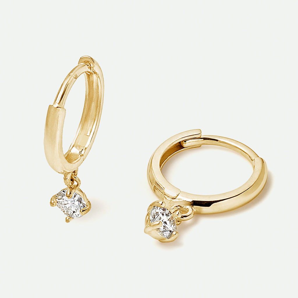 9ct Gold Lab Grown Diamond Charm Huggie Hoop Earrings Top Deal Steal