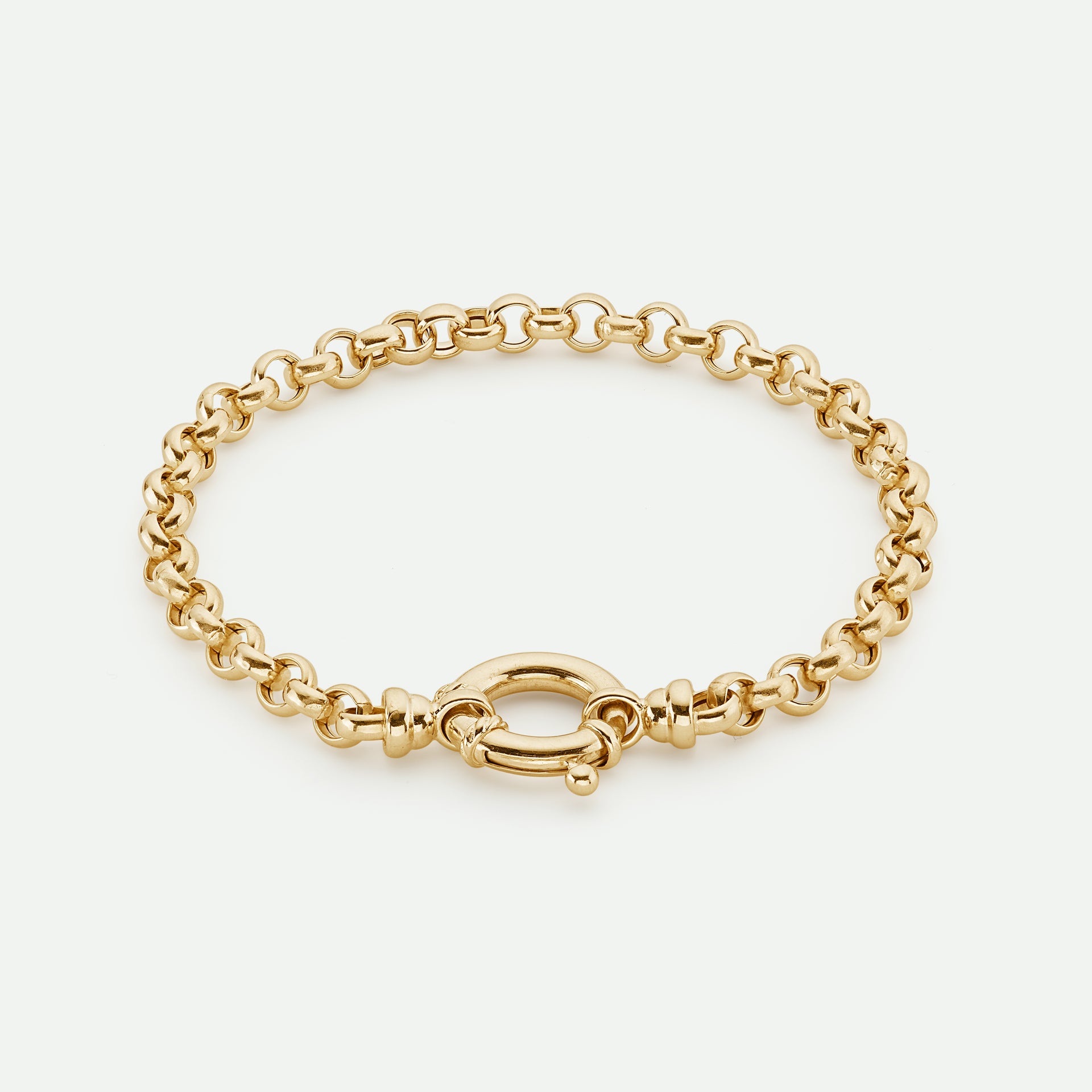 9ct Yellow Gold Rolo Chain Bracelet (5mm) 7 inch