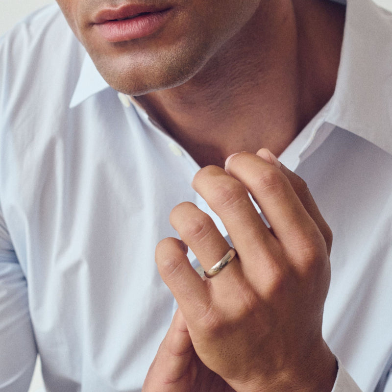 Riley | Classic 9ct White Gold D-Shape Wedding Ring - 4mm