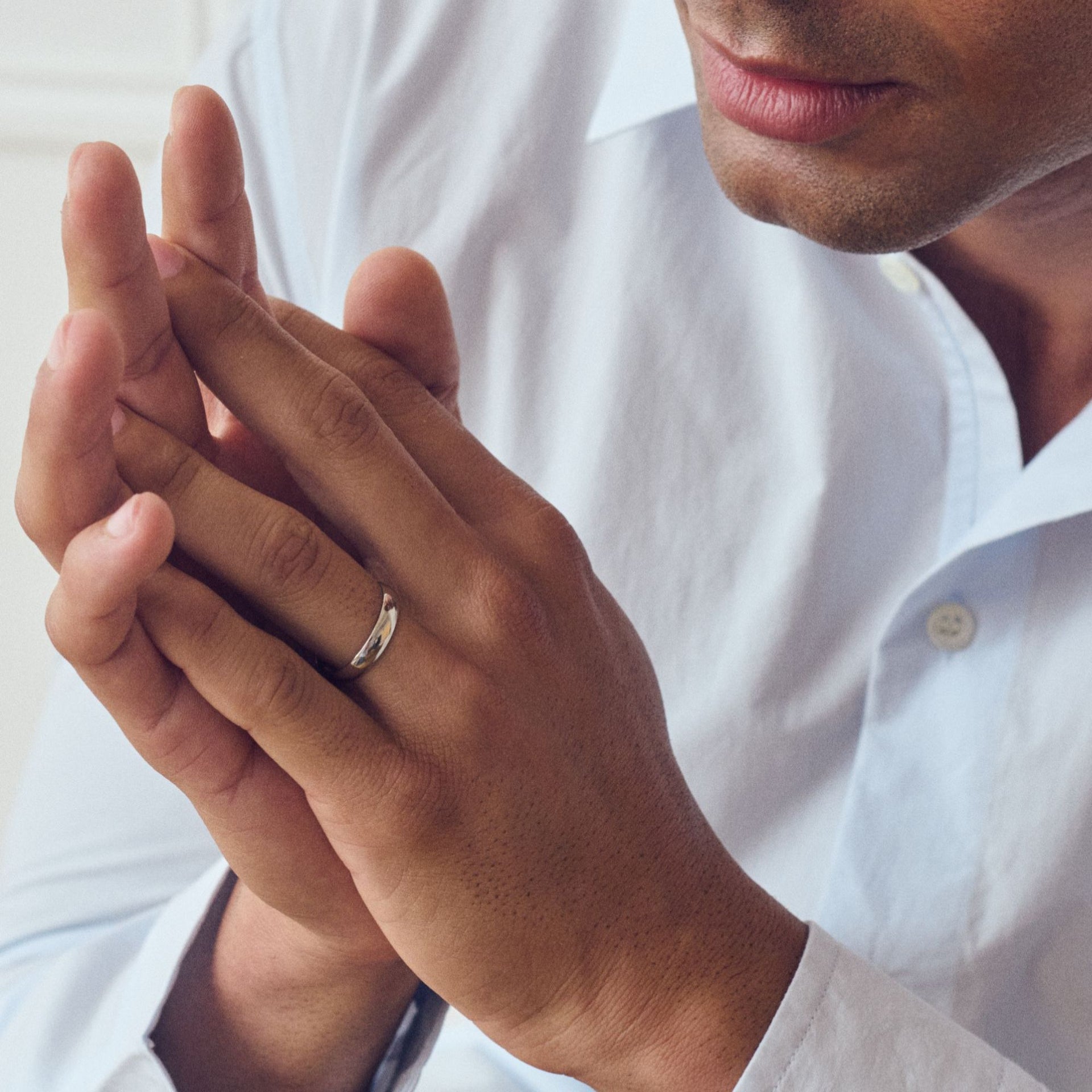 Riley | Classic 9ct White Gold D-Shape Wedding Ring - 4mm