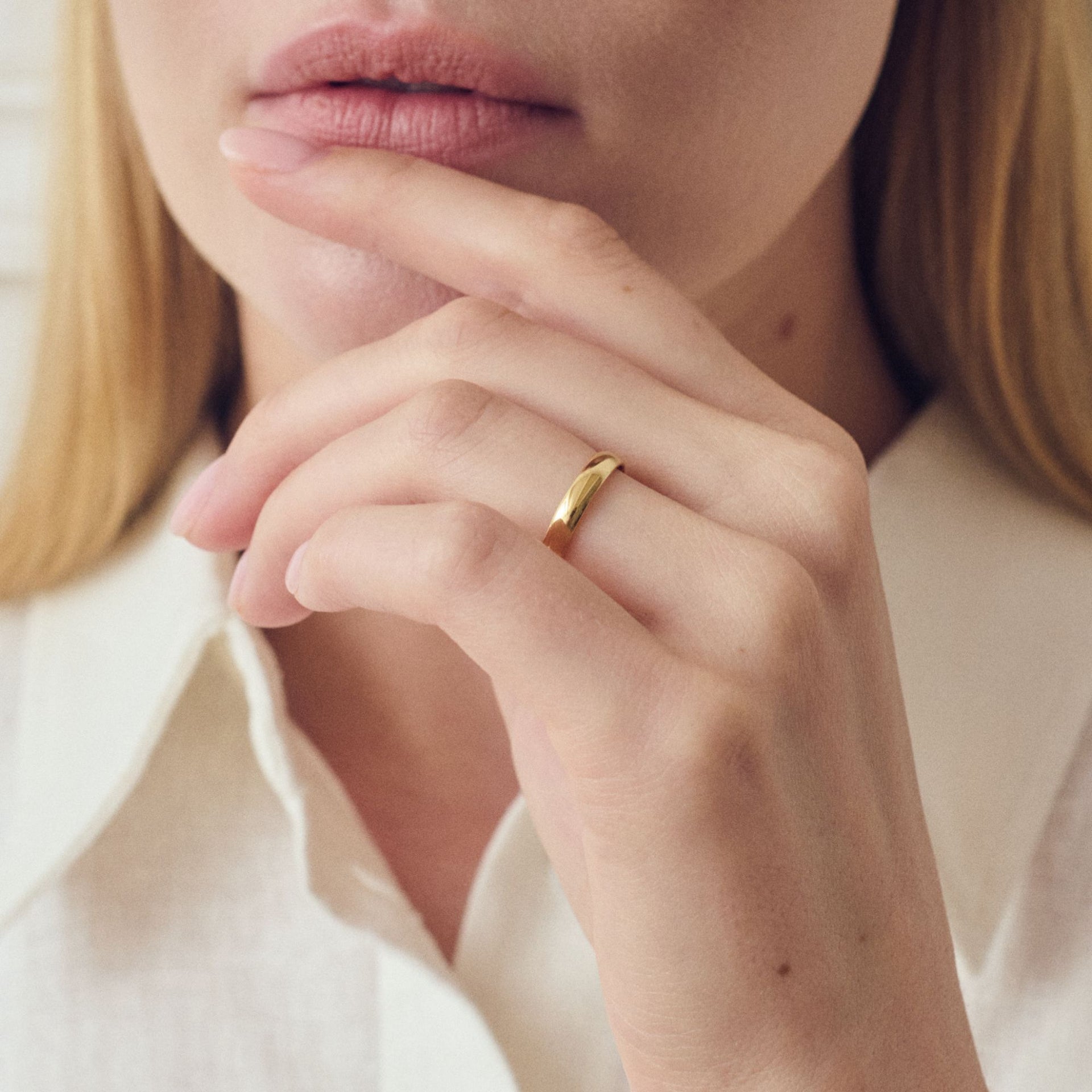 Riley | Classic 18ct Yellow Gold D-Shape Wedding Ring - 3mm