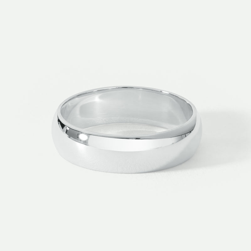 Riley | Classic 9ct White Gold D-Shape Wedding Ring - 5mm