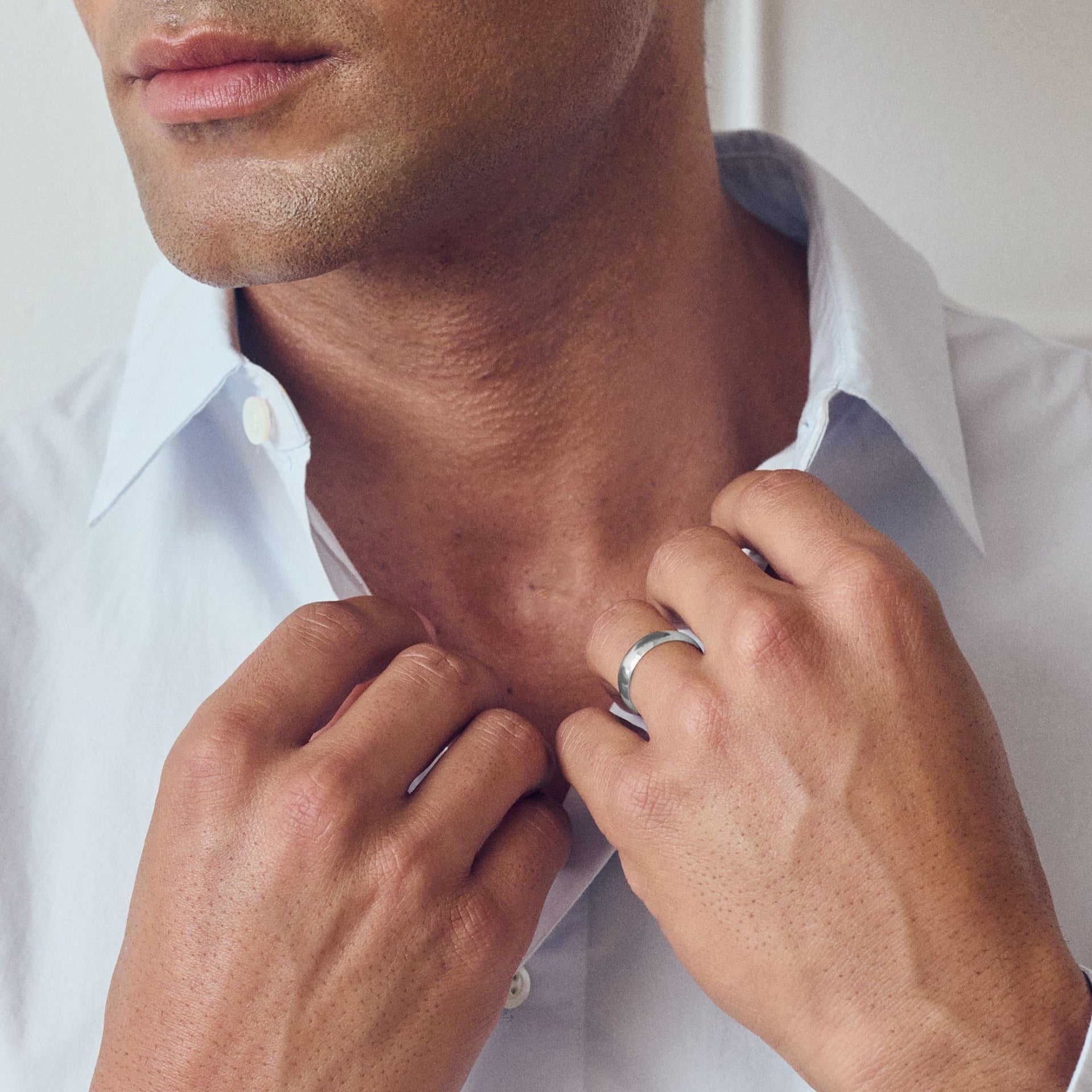 Riley | Classic 9ct White Gold D-Shape Wedding Ring - 5mm