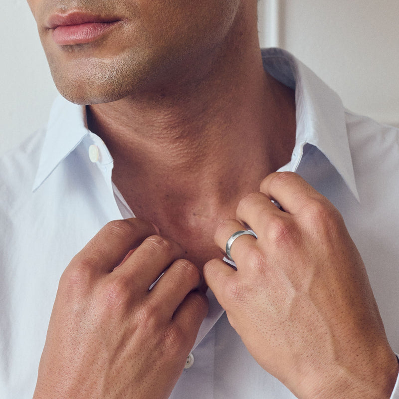 Riley | Classic 9ct White Gold D-Shape Wedding Ring - 5mm