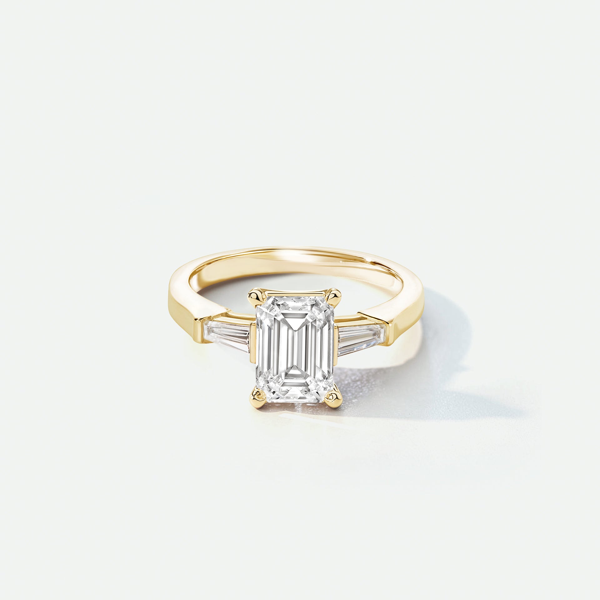 Elodie | 9ct Yellow Gold 1.80ct tw. Emerald Cut and Tapered Baguettes Lab Grown Diamond Ring