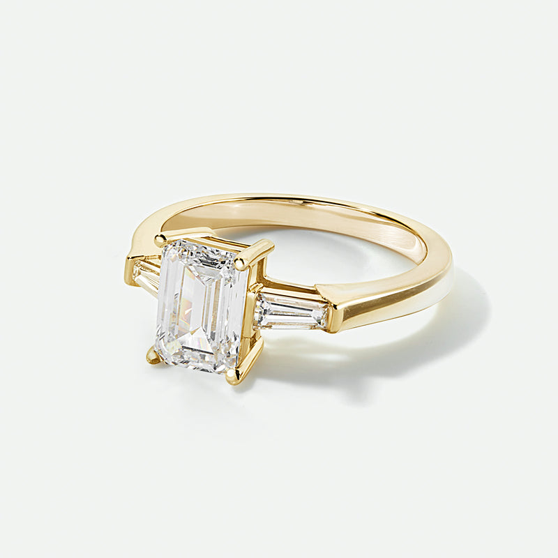 Elodie | 9ct Yellow Gold 1.80ct tw. Emerald Cut and Tapered Baguettes Lab Grown Diamond Ring